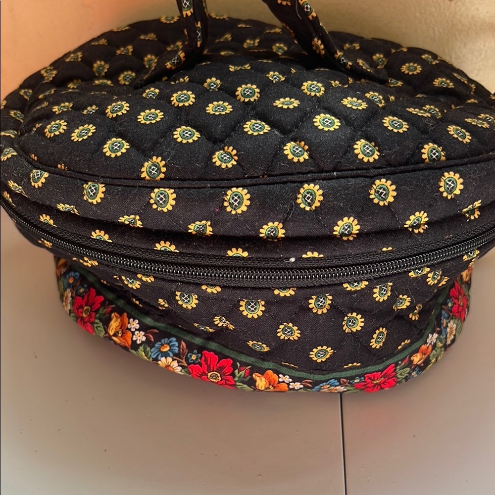 Vera Bradley Black and Yellow Cosmetic Bag with Zipper Closure